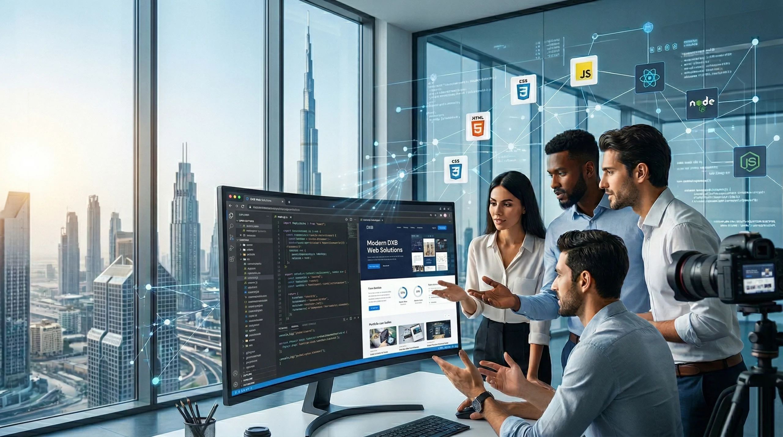 Dubai web developers in office.